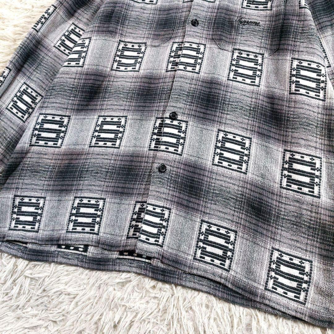 Lサイズ Supreme オンブレチェックシャツ ドッキング 刺繍ロゴフーディー