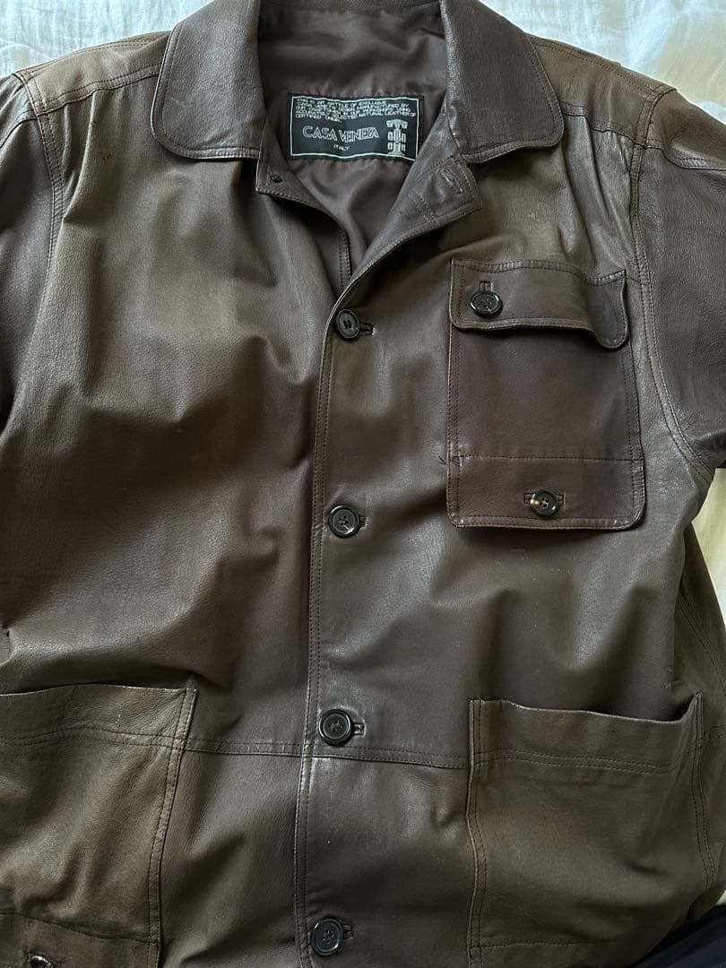 ジャケット・アウター casa veneta leather super long coat