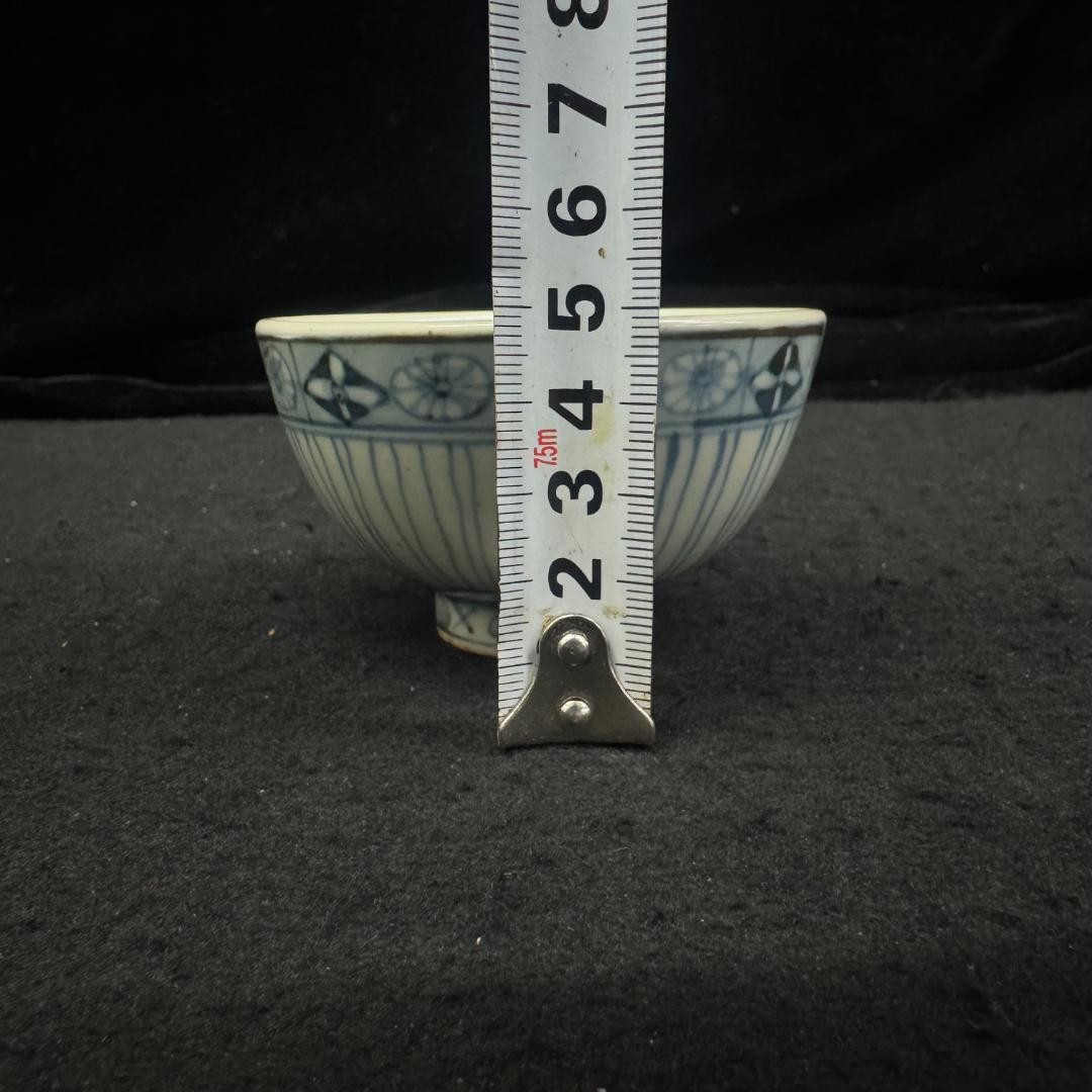 染付　朝顔花紋　五代 佐藤走波 高杯鉢2個　湯呑み1個