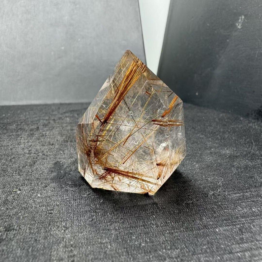 AAA級天然ゴールドルチルクォーツ六角柱B1118/YS/511114/145C