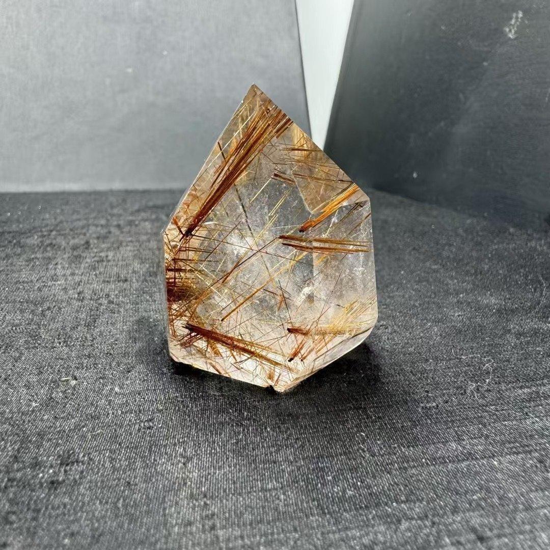 AAA級天然ゴールドルチルクォーツ六角柱B1118/YS/511114/145C