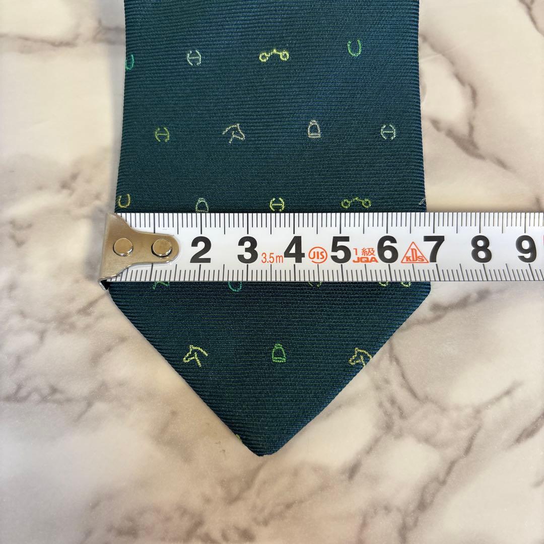 【極美品✨】HERMES ネクタイ　ダークグリーン　深緑　ファソネ　馬蹄　鍵