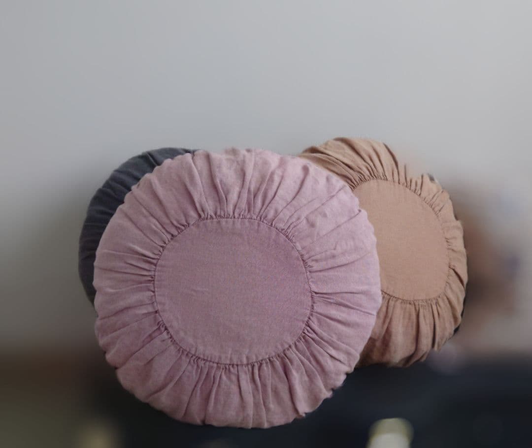 Orné de Feuilles リネン・ラウンドクッション 2個セット