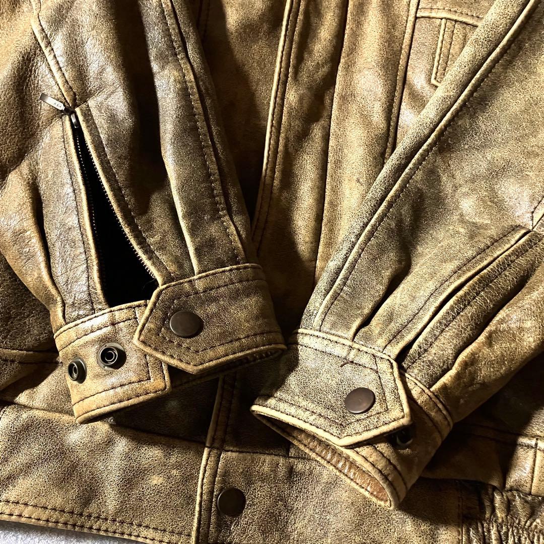 日本製vintage牛革カウレザージャケットA2フライト本革リアルレザー短丈 L