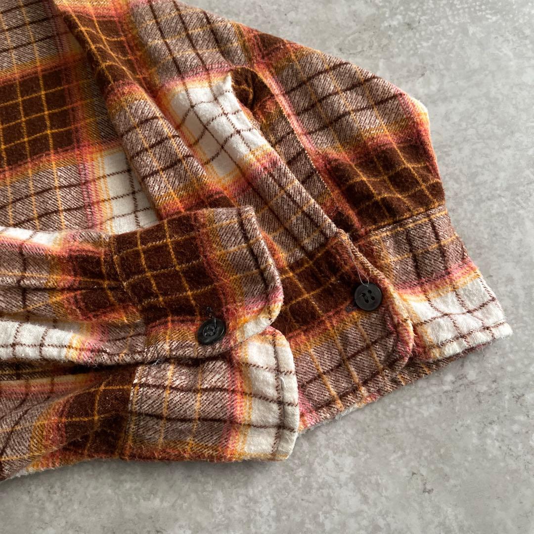 ド渋 神配色 70s CHANDLER オンブレ プリント ネルシャツ XL