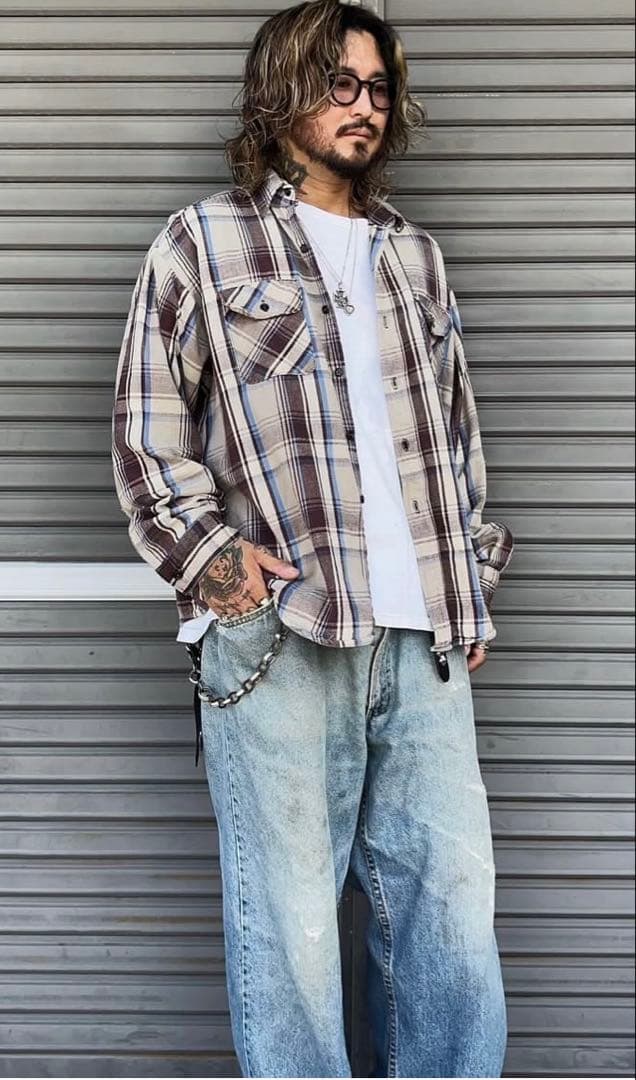 希少 高配色 FIVE BROTHER ファイブブラザー ネルシャツ USA製M