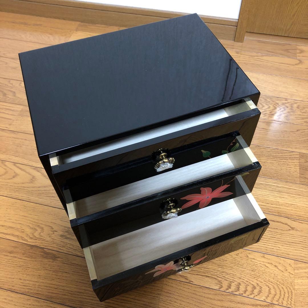 曽根工芸　小物入れ　３ツ引出　漆