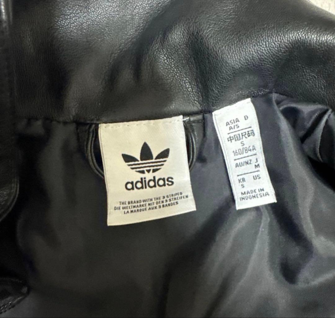 adidas フェイクレザージャケット S