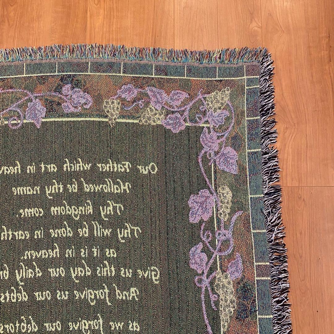 美品　ヴィンテージ ゴブラン織 聖書 主の祈り タペストリー ラグ USA 大判