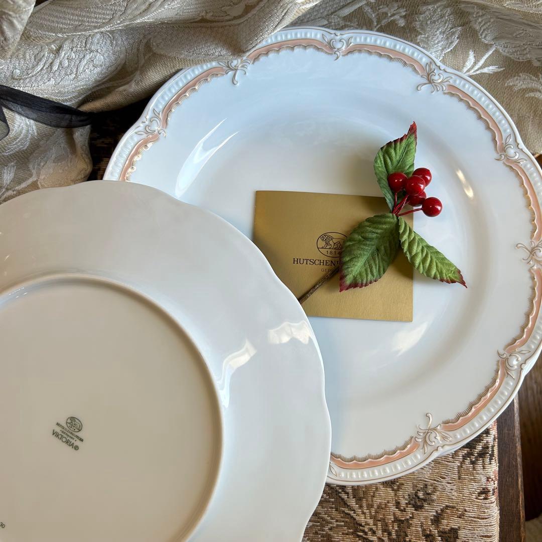 新品ドイツ製 HUTSCHENREUTHER ペールピーチ美しいディナー皿 5枚