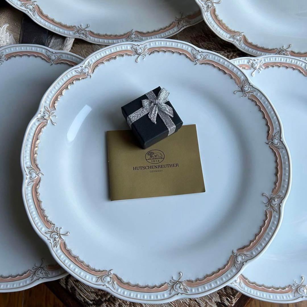 新品ドイツ製 HUTSCHENREUTHER ペールピーチ美しいディナー皿 5枚