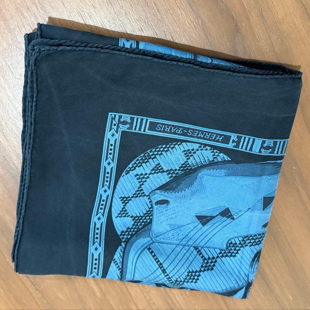 【新春sale】Hermès　エルメス　カレ90　スカーフ　ブルー系