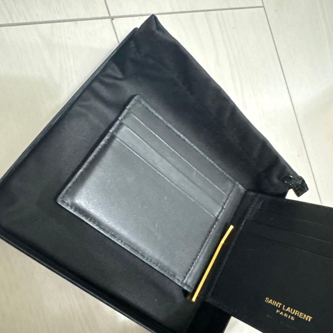 SAINT LAURENT ブラック クロコダイル マネークリップ