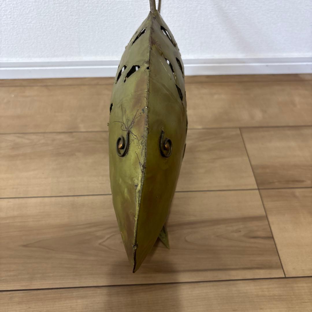 金属製 魚型置物 大型金属魚型懸垂式ろうそくランタン