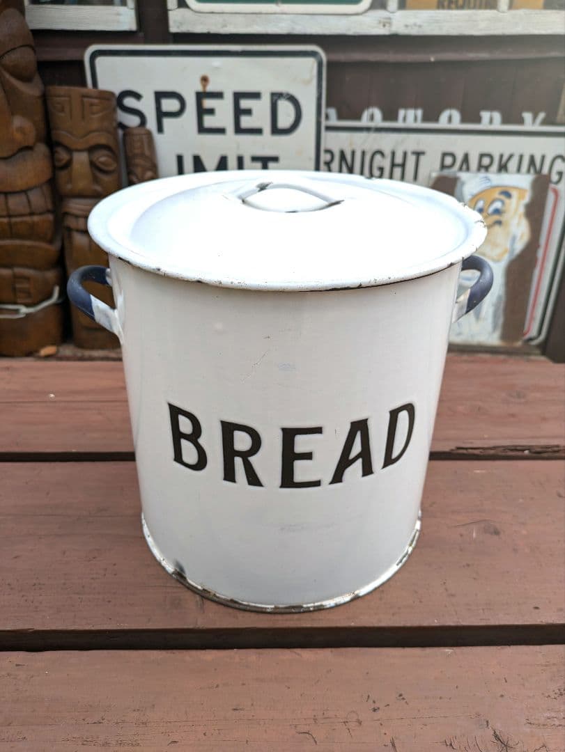 イギリス アンティーク ホーロー BREAD缶 【大】ブレッド缶　ホワイト