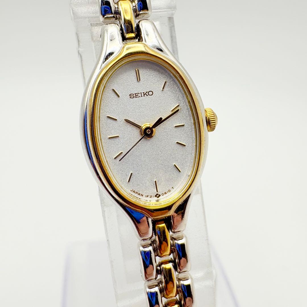 美品 新品電池 SEIKO セイコー 腕時計 コンビカラー レディース オーバル