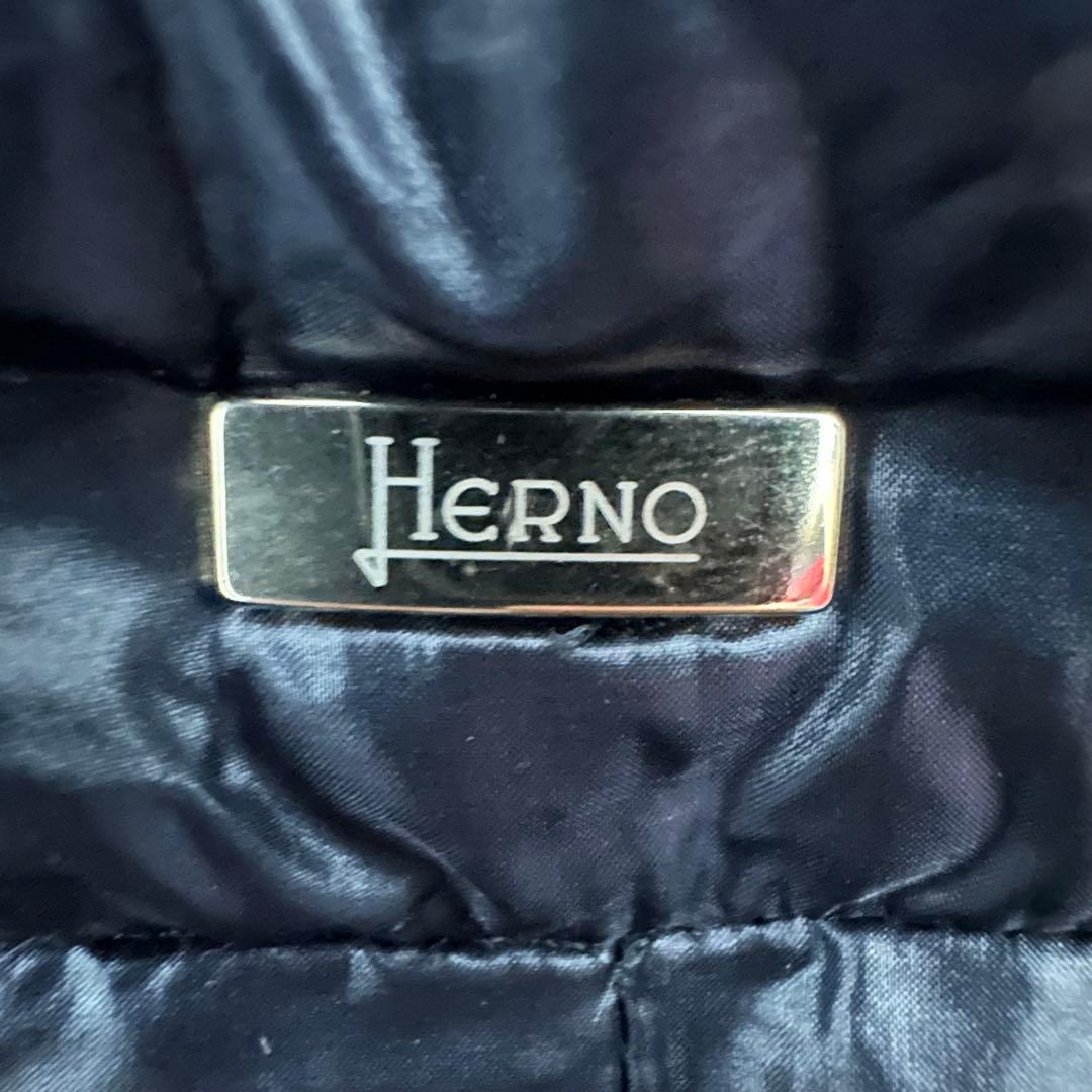 HERNO ダウンコート　ヘルノ　ブラック　タヌキファー　Aライン　ロング丈