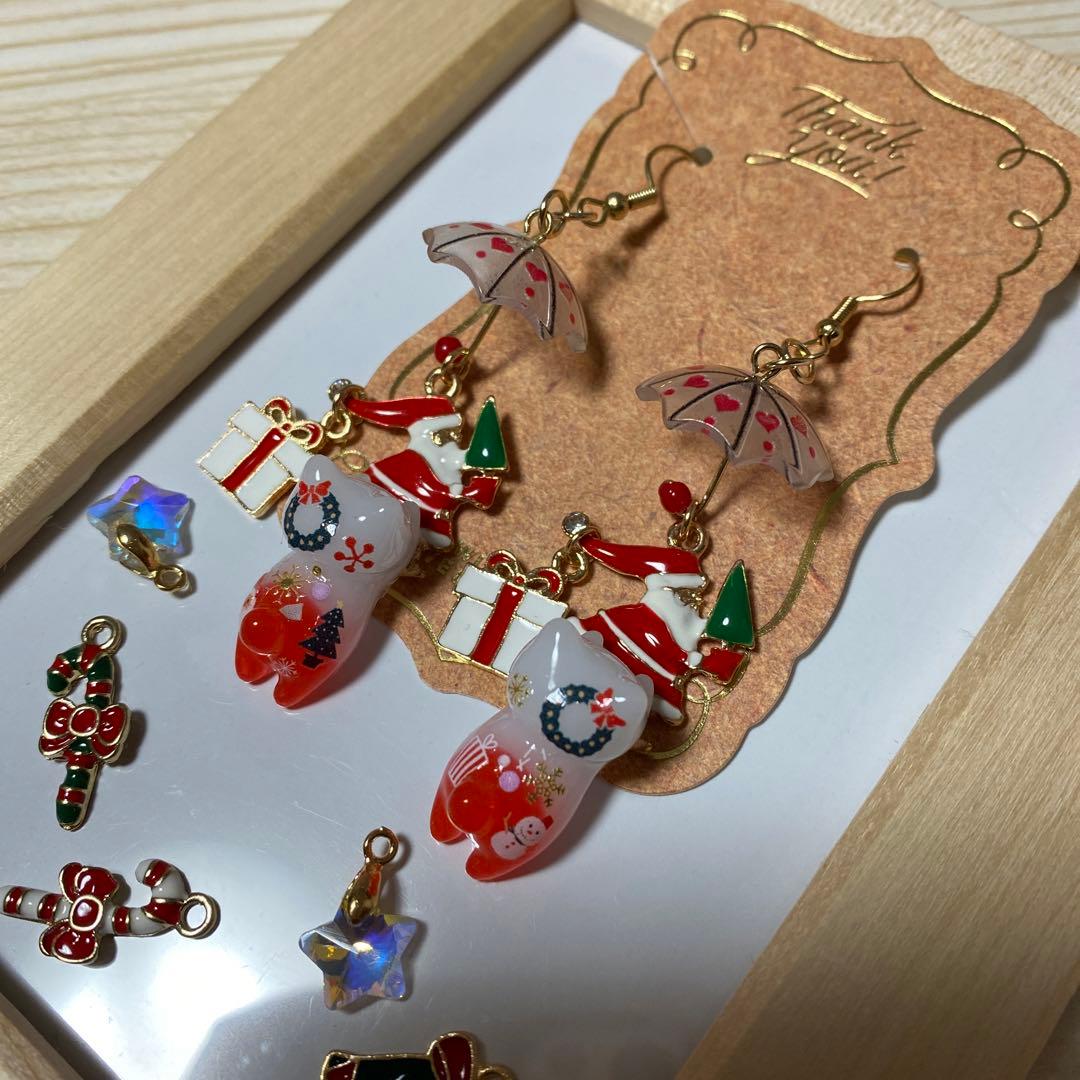 ☆サンタさんとXmas猫ちゃんピアス☆