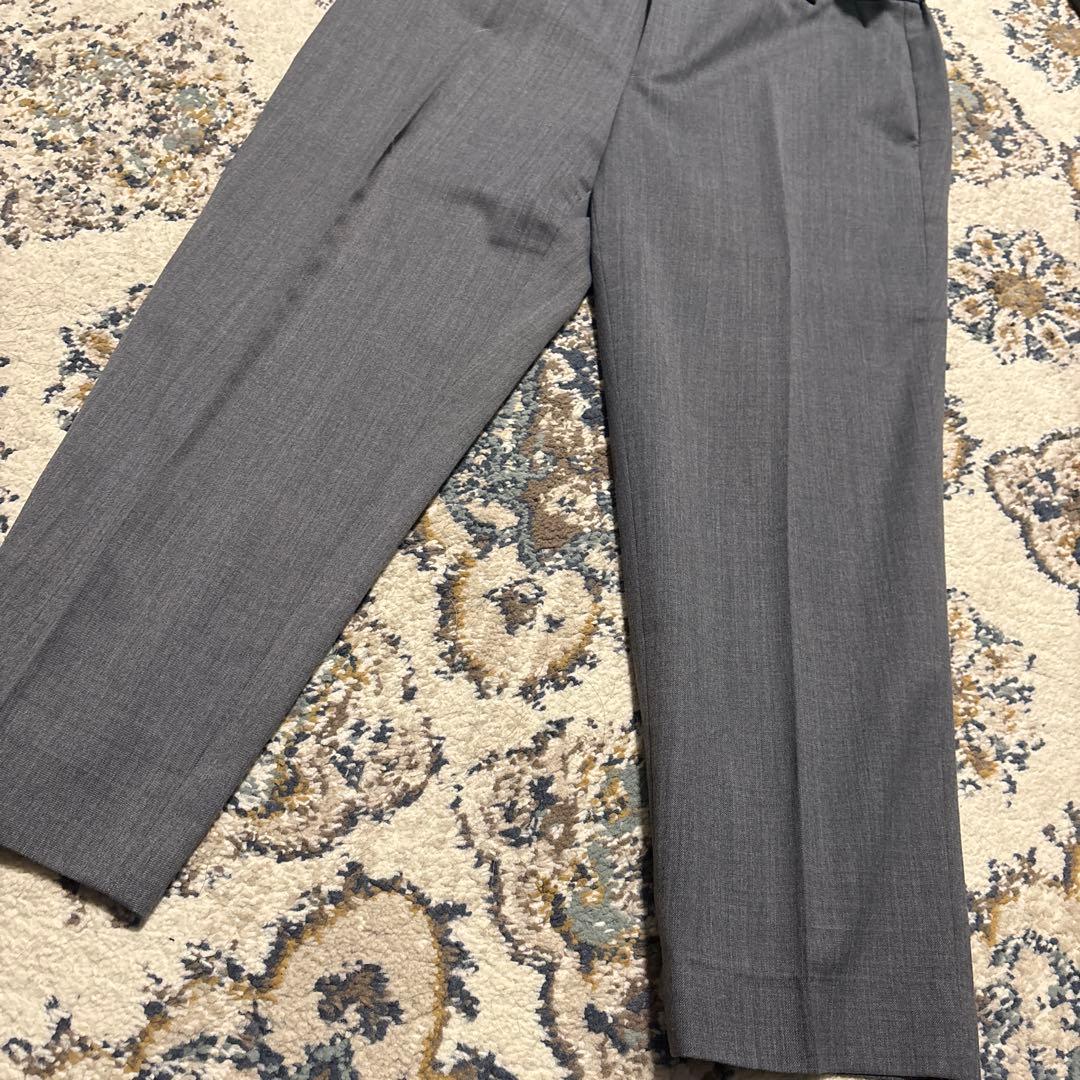 グレー ノーカラー ビジネススーツ 上下セット グリーンレーベル