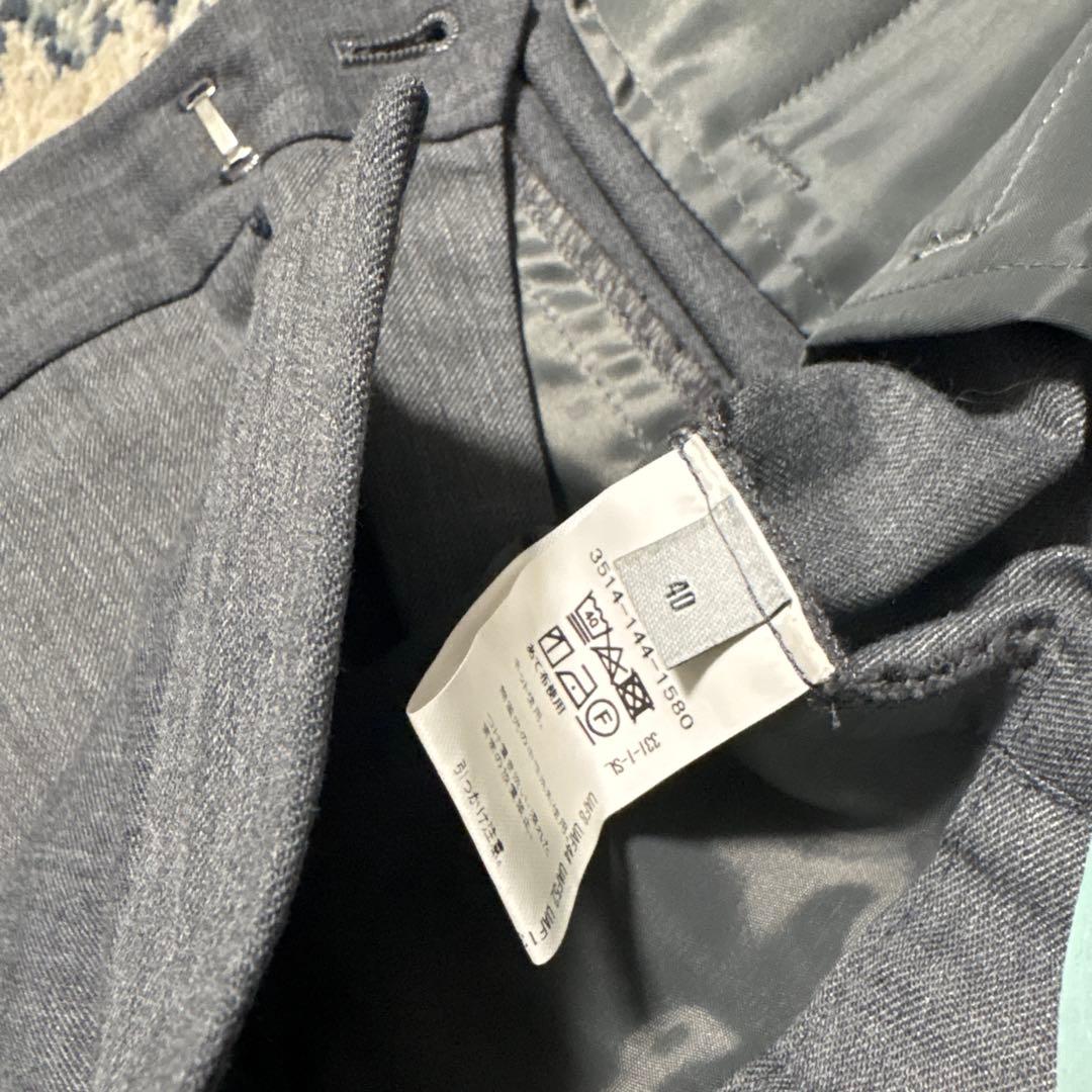 グレー ノーカラー ビジネススーツ 上下セット グリーンレーベル