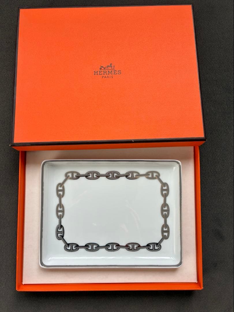HERMES エルメス シェーヌダンクル スクエアプレート 角皿 箱付き