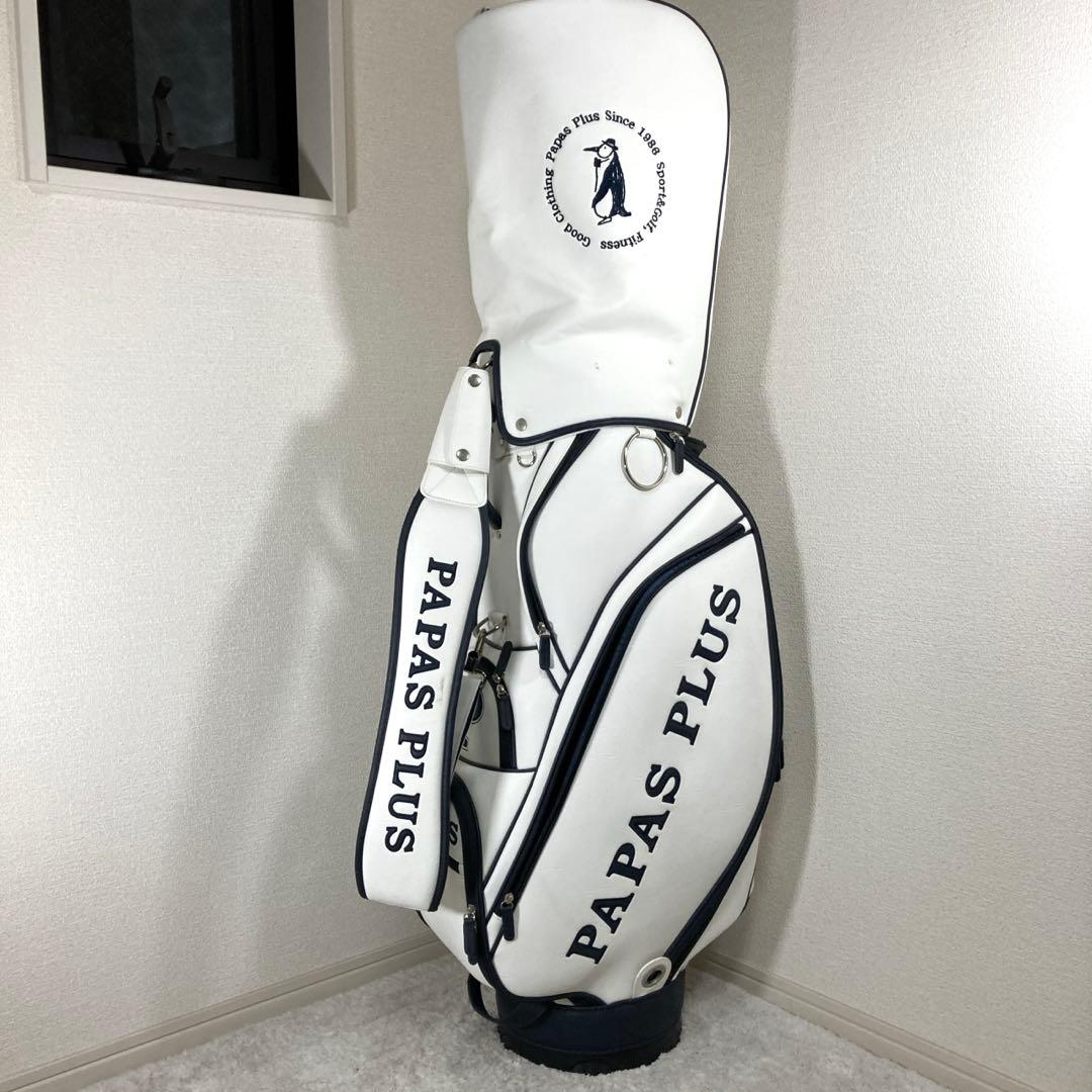 w1様PAPAS PLUS golf ゴルフバッグ ホワイト　パパスプラスゴルフ