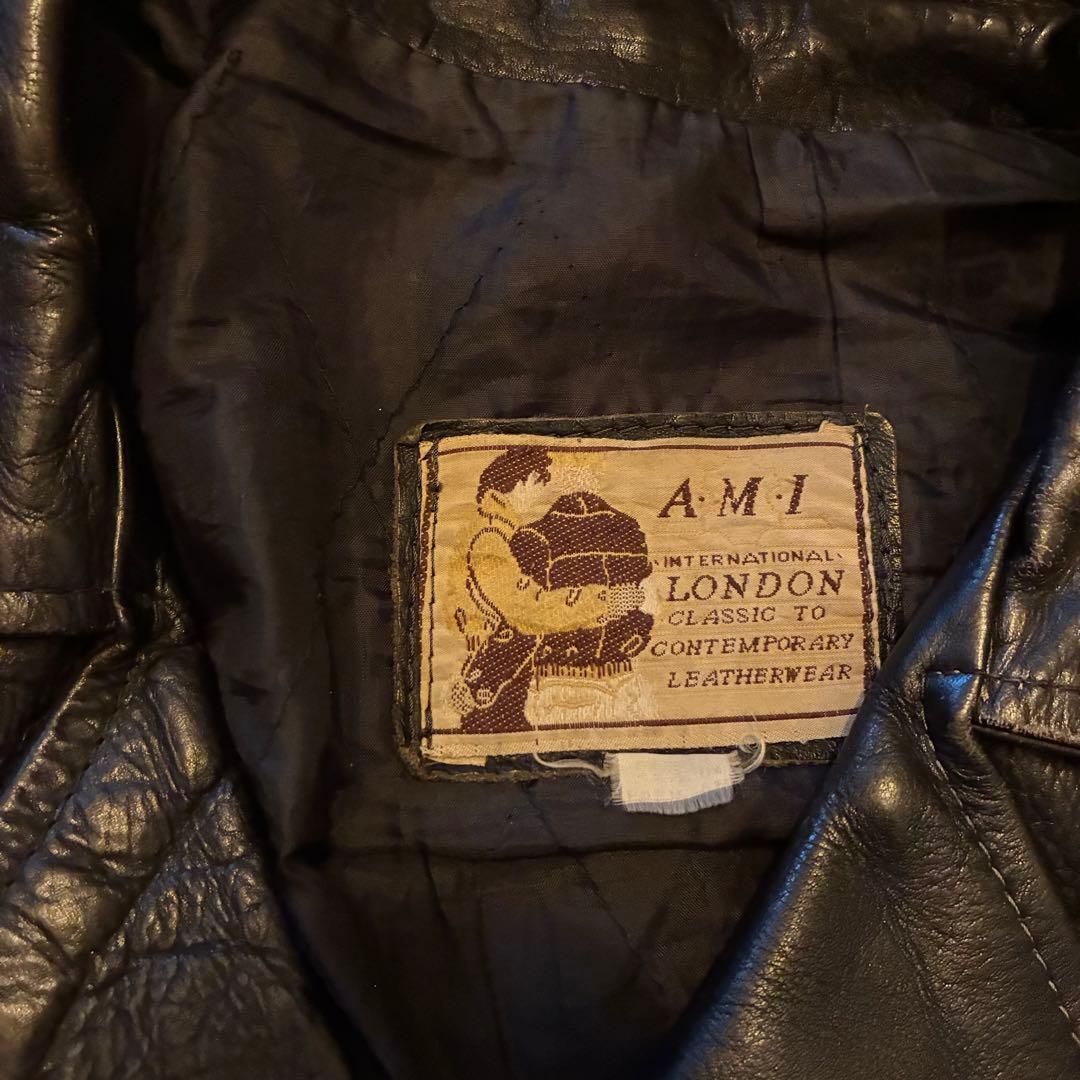 80s vintage A.M.I LONDON ダブルライダースジャケット
