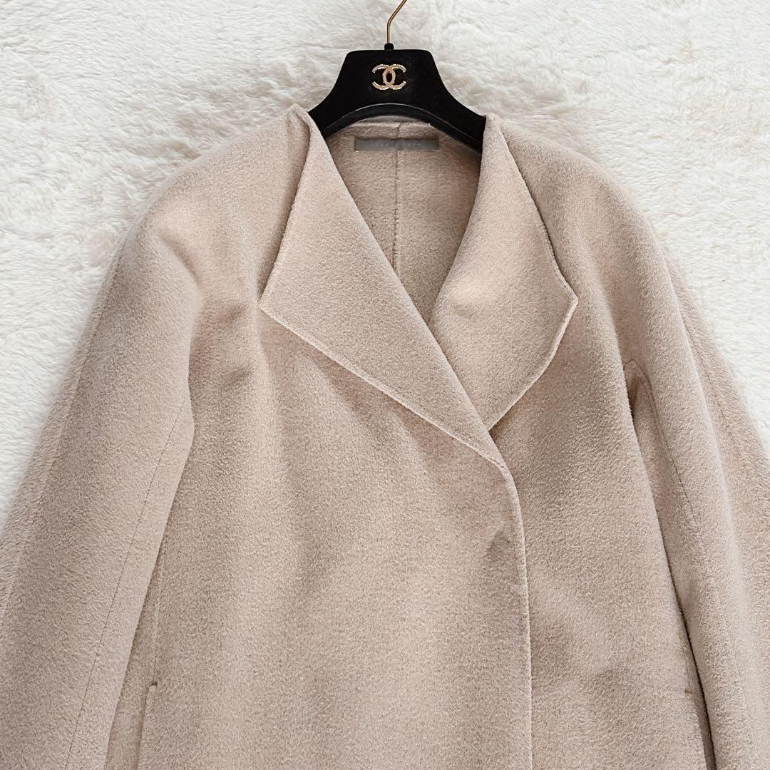 美品✨【セオリーリュクス】カシミヤウール ダブルフェイス ノーカラーリバーコート