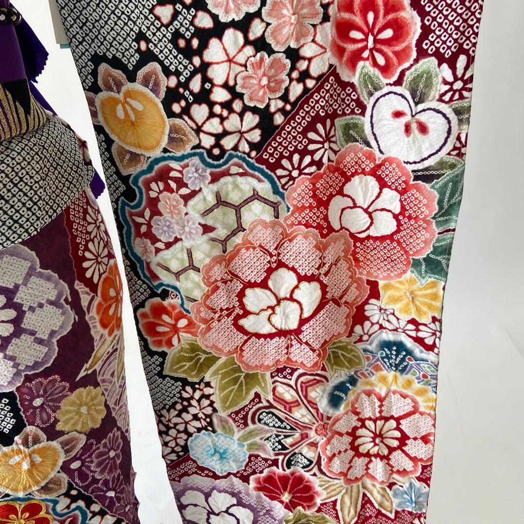 振袖　フルセット　新品　未使用　在庫処分　可愛い　着物　正絹　絞り風