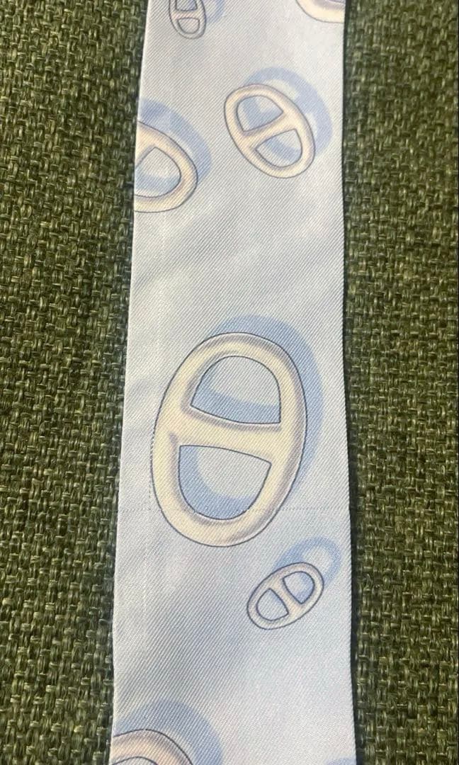 【人気柄】HERMES エルメス ツイリー シェーヌダンクル柄 水色 箱無し