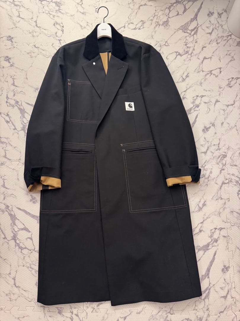 sacai Carhartt サカイ×カーハート　ブラック トレンチコート
