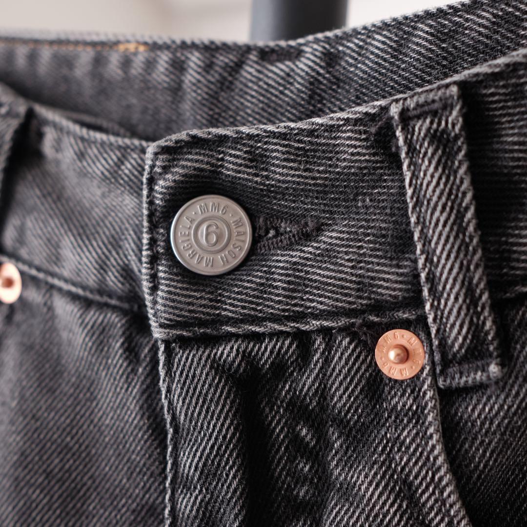 美品 MM6 ブラックデニム ラップパンツ 近年モデル ワイド 24ss