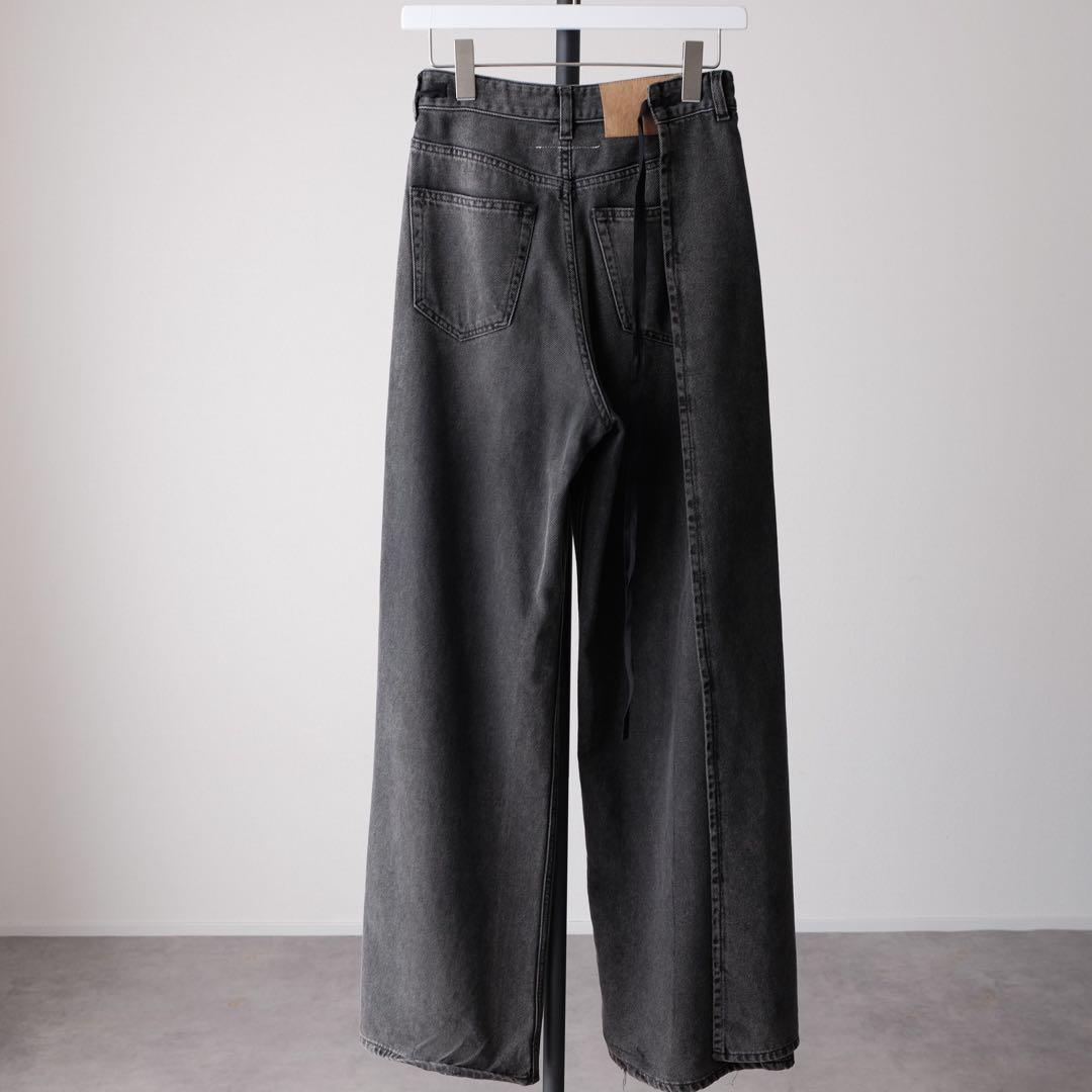 美品 MM6 ブラックデニム ラップパンツ 近年モデル ワイド 24ss