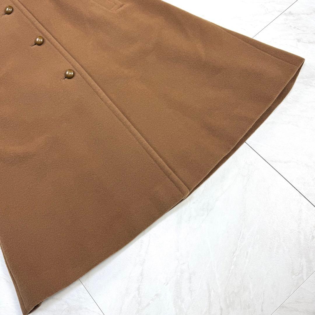 美品 イヴサンローラン 丸襟 ウール ロングコート ブラウン M