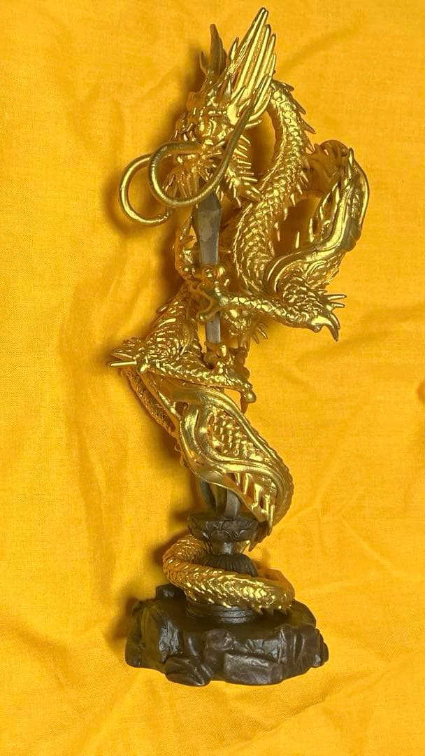 仏教美術　伝統工芸品　倶利伽羅大龍　不動明王　高岡銅器　共箱有　☆作者:須賀月芳