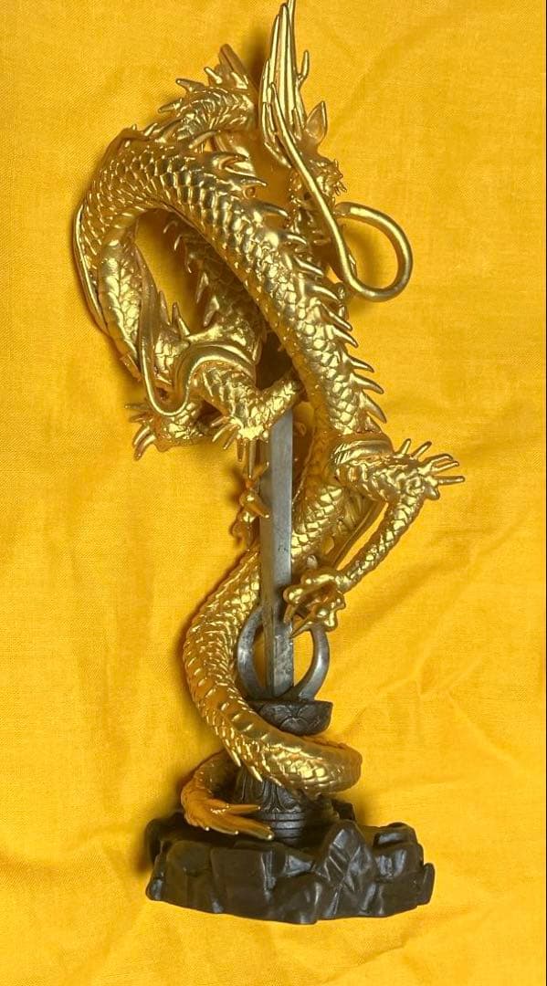 仏教美術　伝統工芸品　倶利伽羅大龍　不動明王　高岡銅器　共箱有　☆作者:須賀月芳