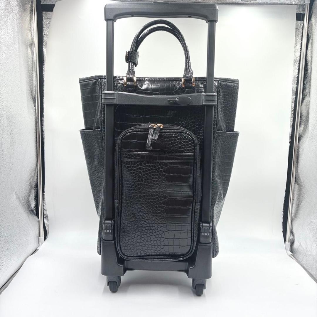 ママちゃん　SWANY キャリーバッグ クロコ型押し ストッパー付