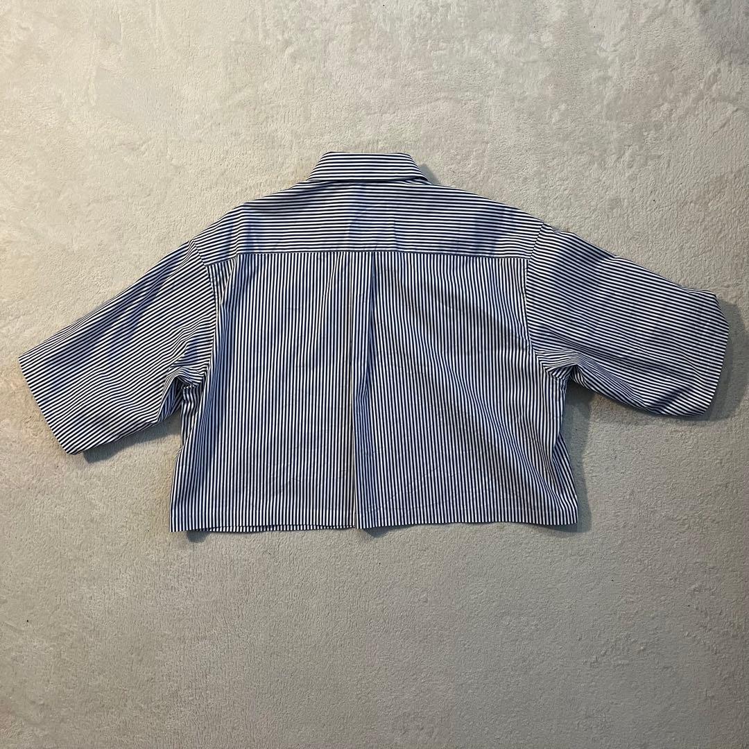 TOGA VIRILIS ストライプ 半袖シャツ ショート丈