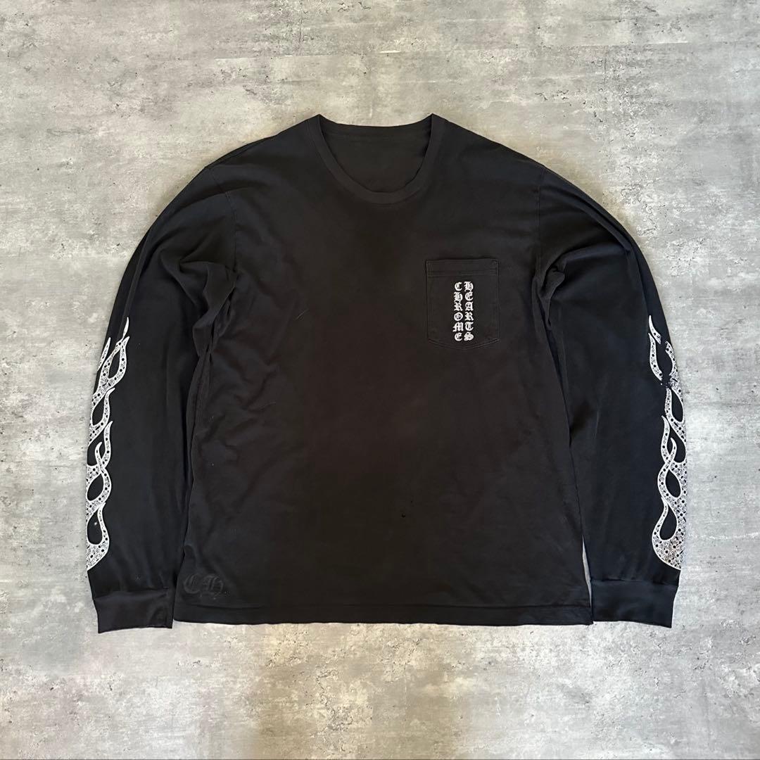 希少 鑑定済み国内正規品 CHROME HEARTSファイヤーパターン ロンT