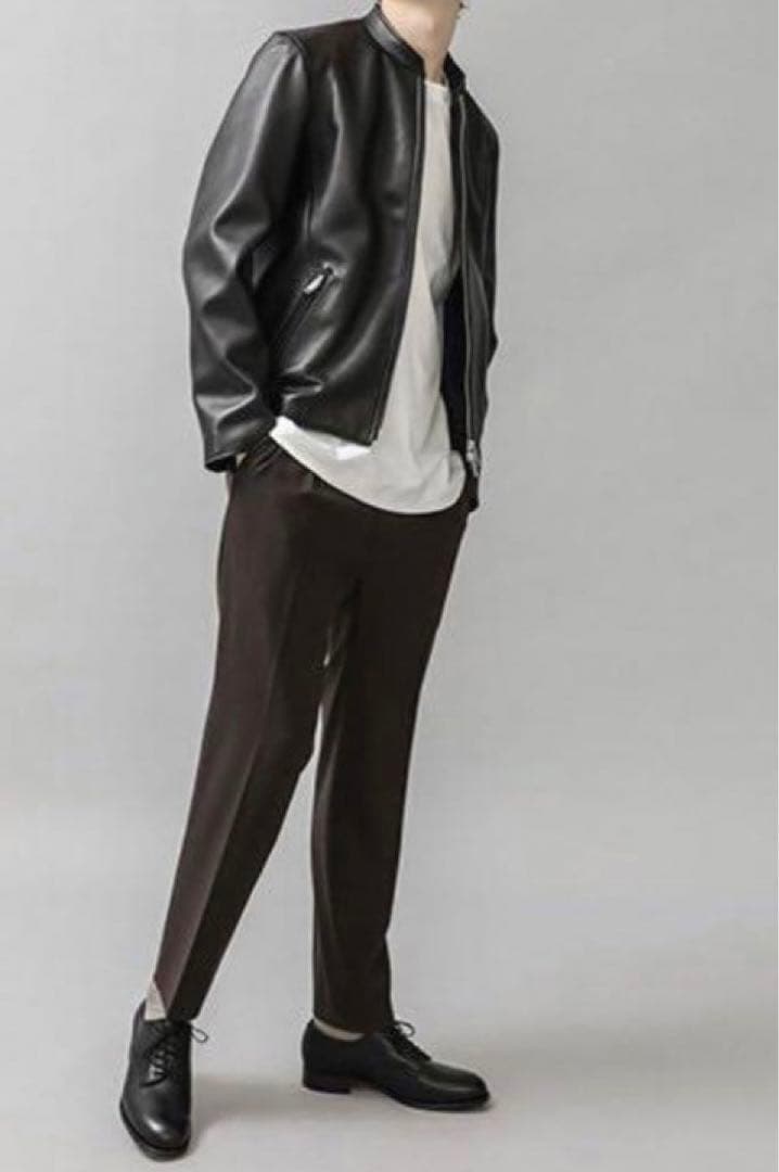 【美品】STUDIOUS シングルライダースジャケット ラムレザーブルゾン