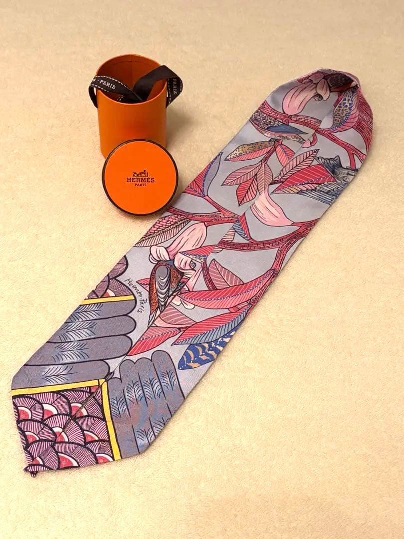 HERMES エルメスツイリーシルクスカーフ バード エルメスヘアバンド