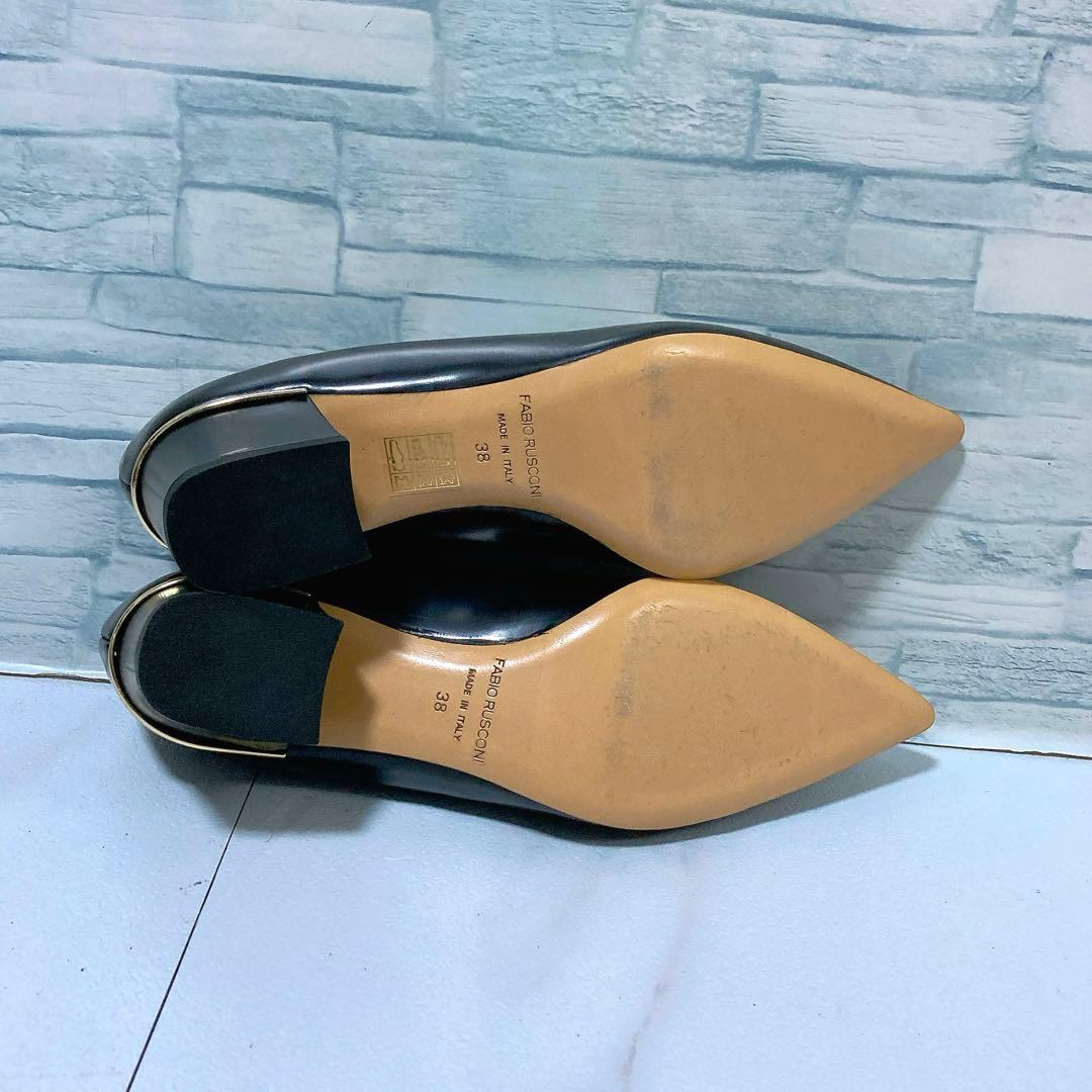 極美品 ファビオルスコーニ レザーパンプス 本革 ポインテッドトゥ 黒 38