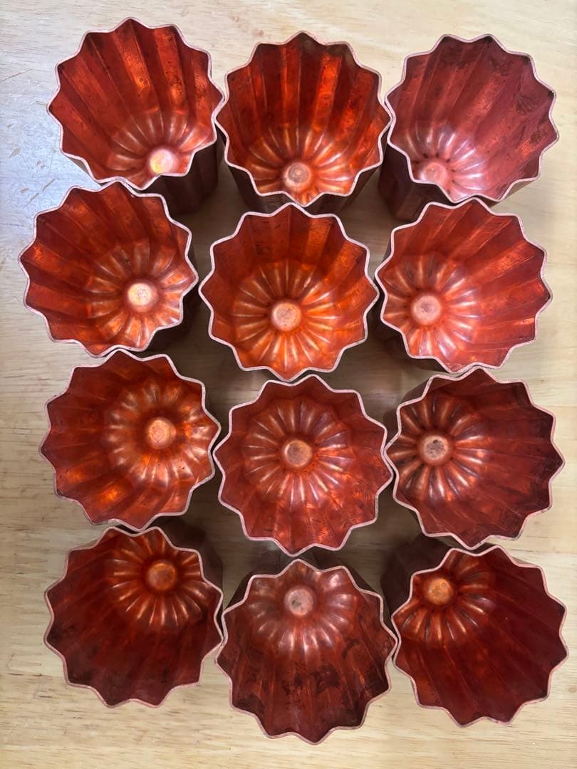 ②銅カヌレ型 大12個セット　国産ミツロウ120g付き