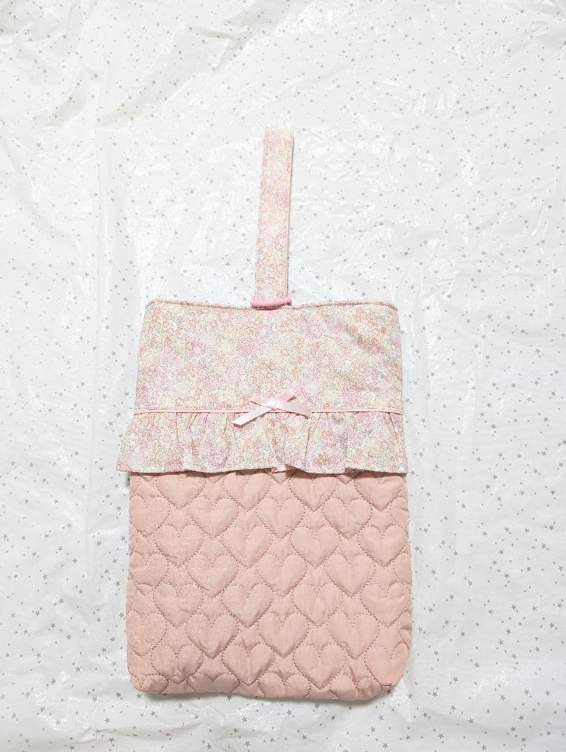 リバティ　キラキラミシェル×ハートキルト　レッスンバッグ上履き入れ体操服袋