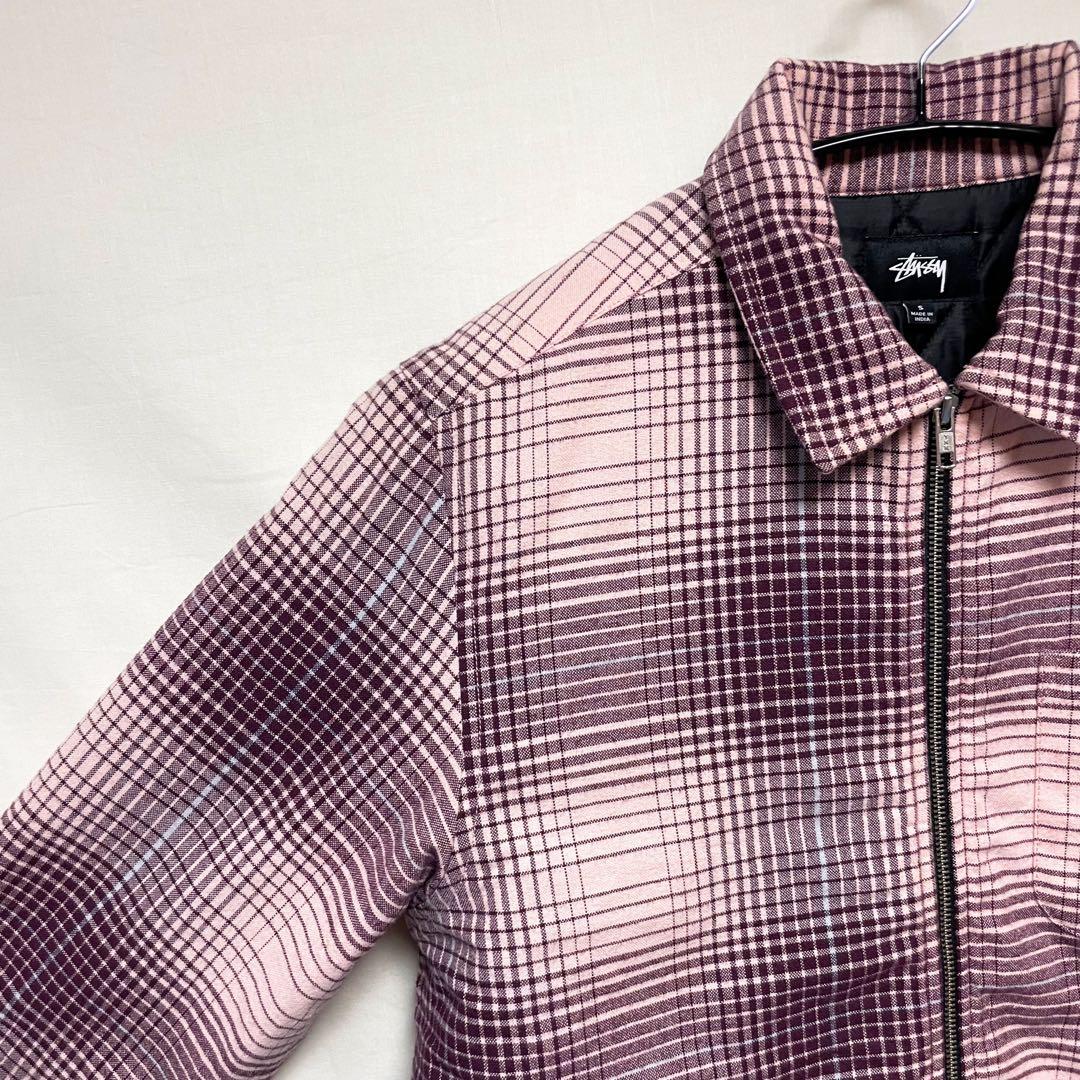 STUSSY フルジップアップジャケット ブルゾン オンブレチェックシャツ S