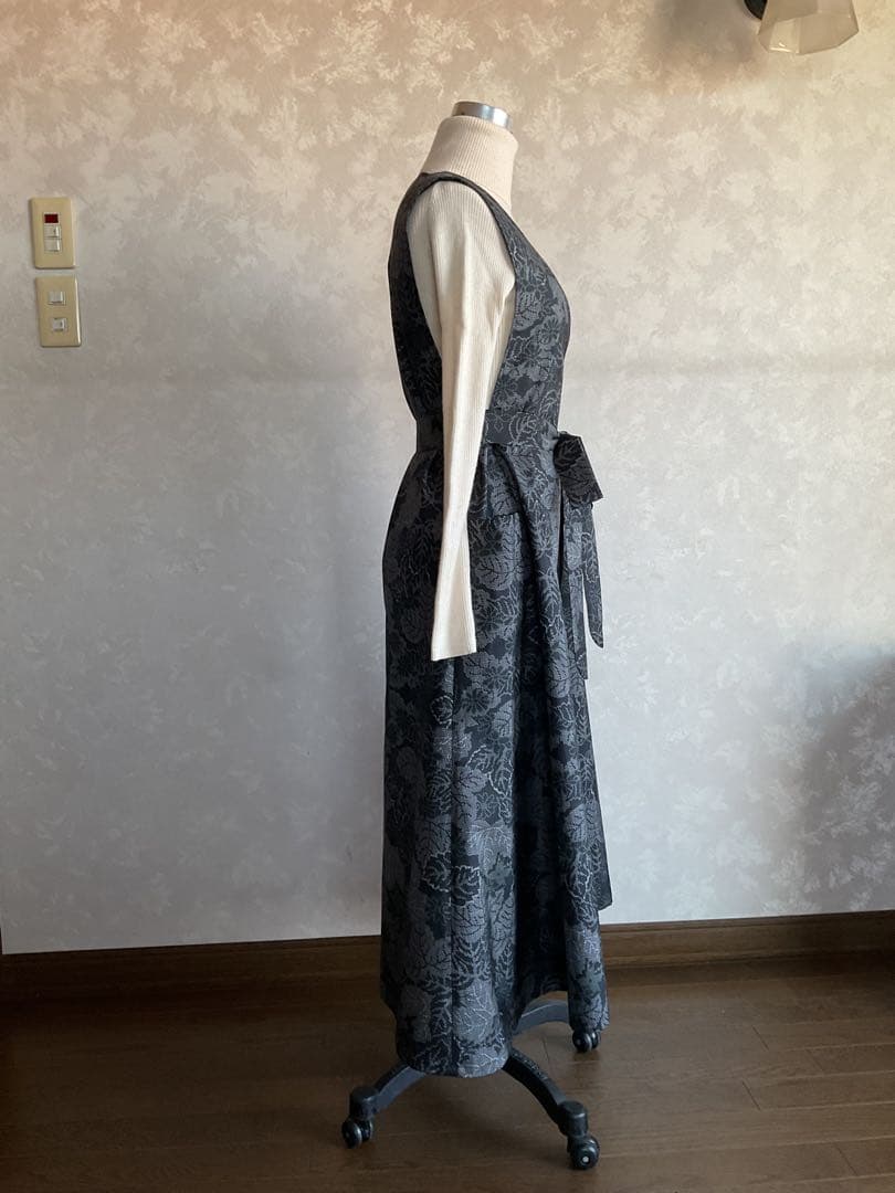 着物リメイクワンピース　　大島紬からジャンバードレス