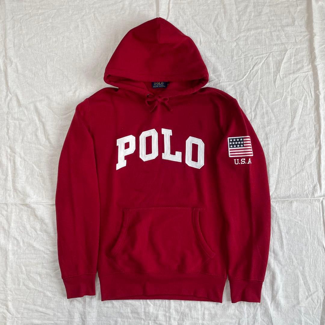 【極希少】Polo Ralph Lauren アーチロゴ 刺繍 パーカー 星条旗