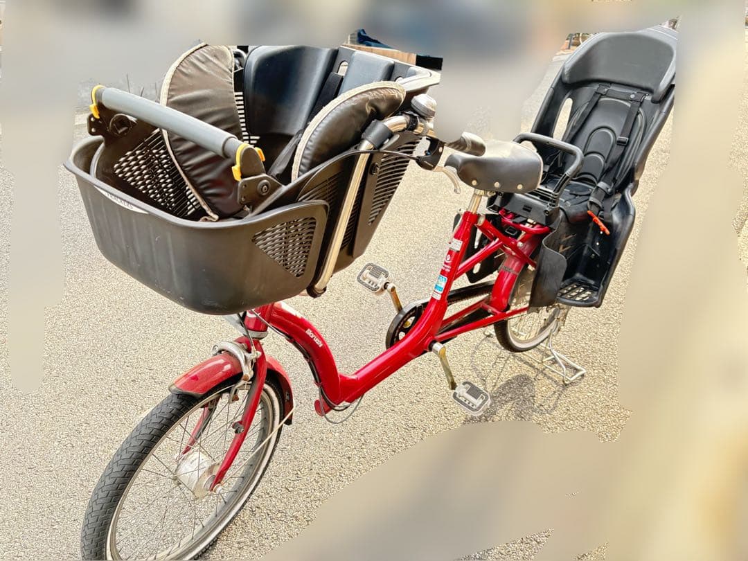 赤 シティサイクル チャイルドシート付き