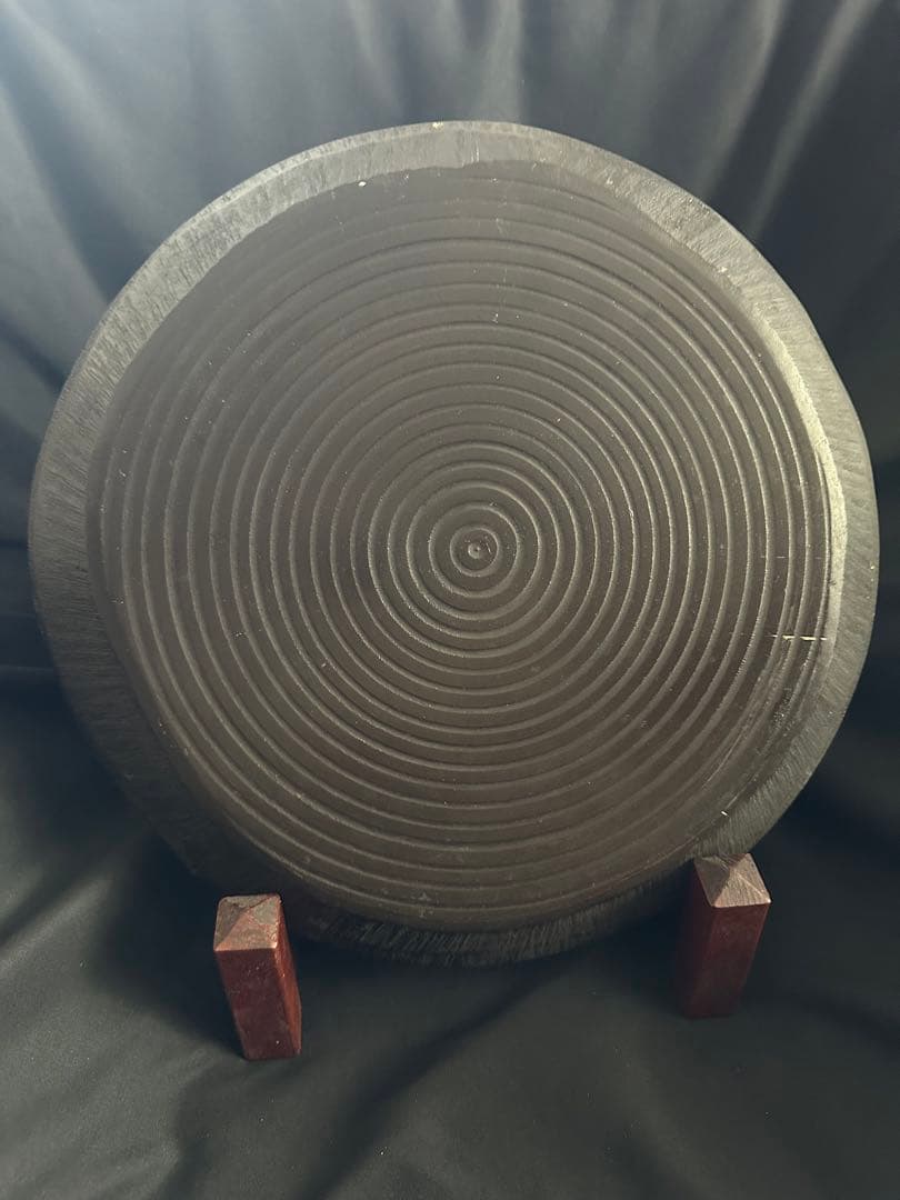 ★木製お盆 手彫り木製トレー/幾何学紋様／アンティーク★