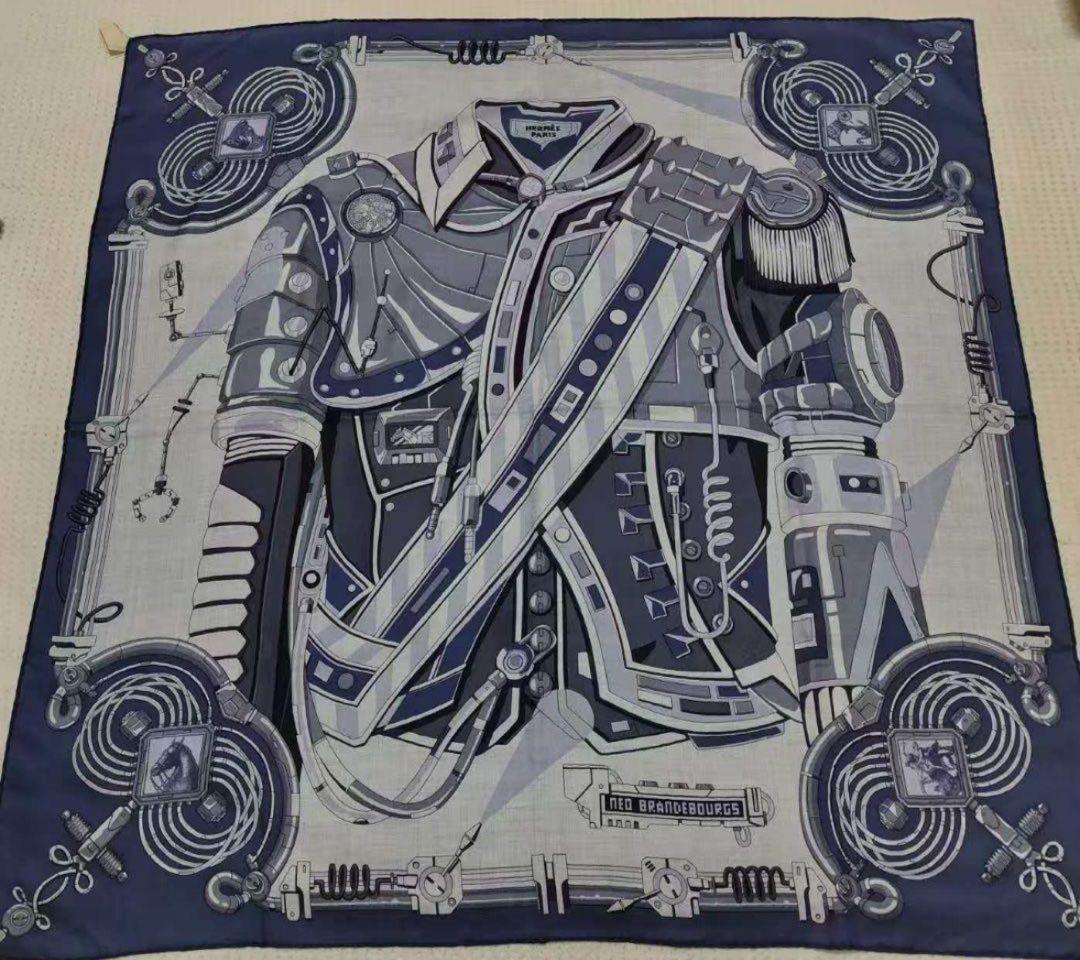 HERMES カシミヤシルクカレ100 ＜ネオ・ブランデンブルク＞タグ付き